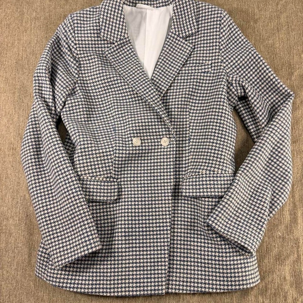 Sage The Label Houndstooth Double Breasted Blazer Women's Sz Small